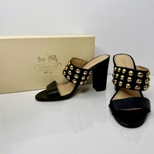 Coach ‘Olivia’ Studded Leather Heeled Slides